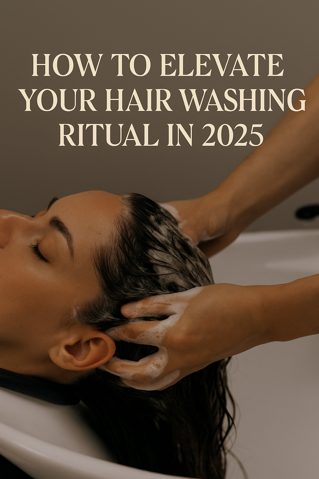 Luxury salon hair washing ritual with scalp massage, elevating relaxation and shine